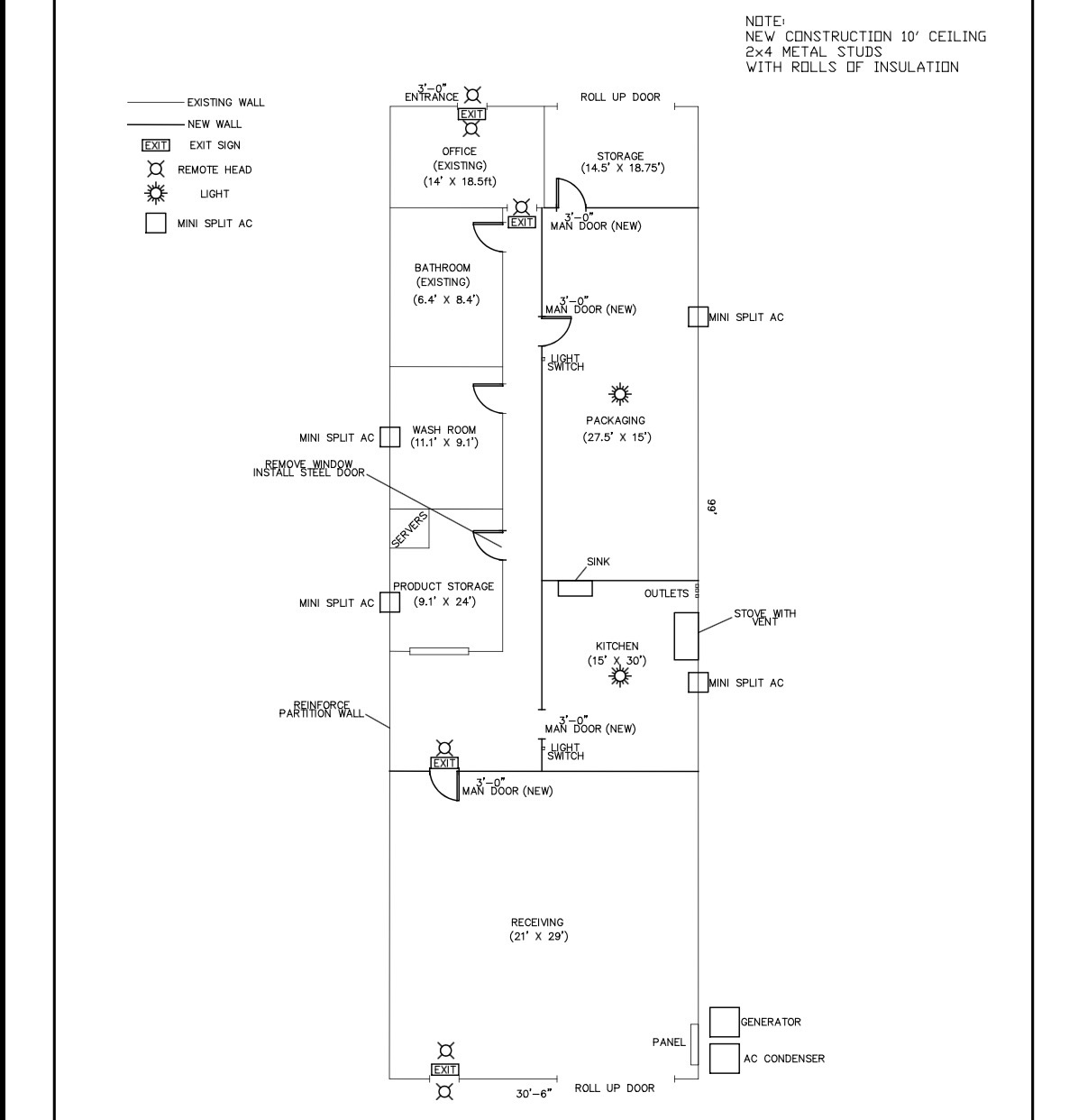 Boutique Gardens NJ facility blueprint — 3,100 sq ft manufacturing floor plan