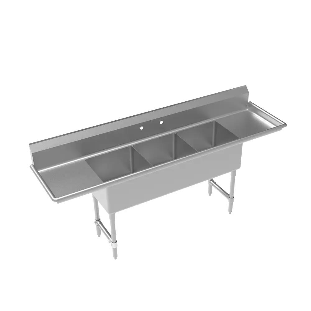 Three-compartment commercial sink