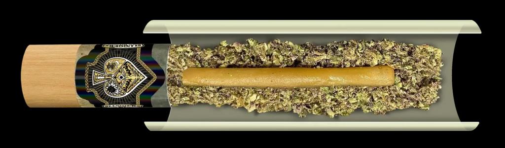 Cross-section · flower + central concentrate core
